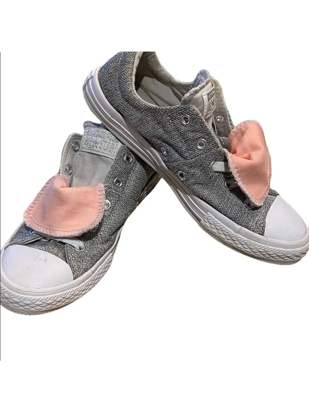 Converse Sneakers Girls Size 3 Pink and Gray with Flip over Tongue
